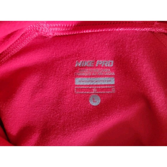Nike Pro‎ Womens Size Large Pullover Pink Activewear Dri-Fit Hoodie Thumb Holes - Picture 4 of 9
